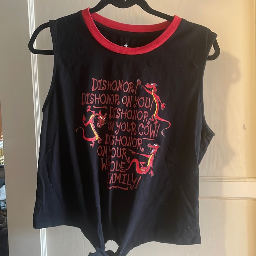 Disney mulan crop top tie short size medium